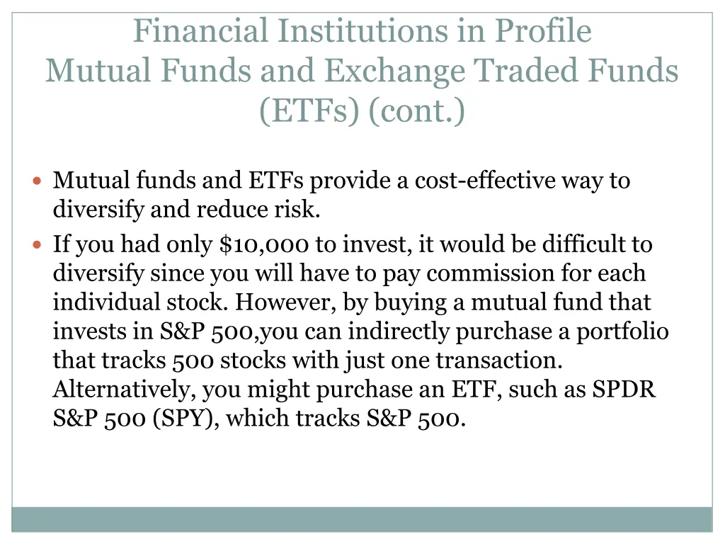 financial institutions in profile mutual funds 3