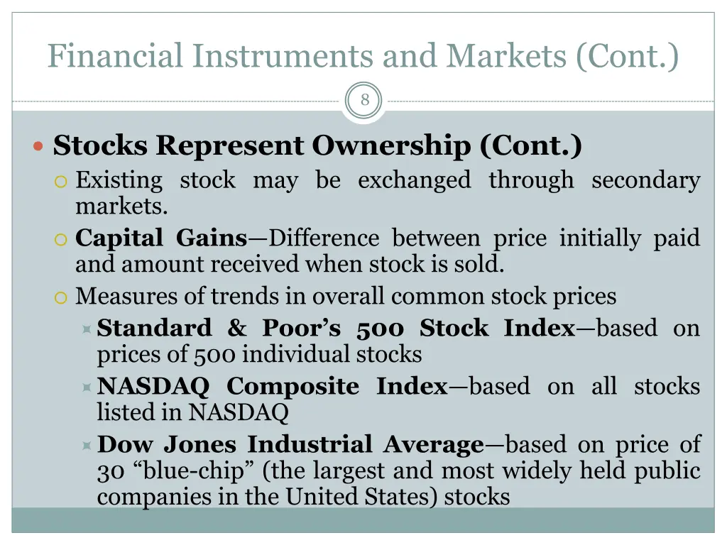 financial instruments and markets cont 2