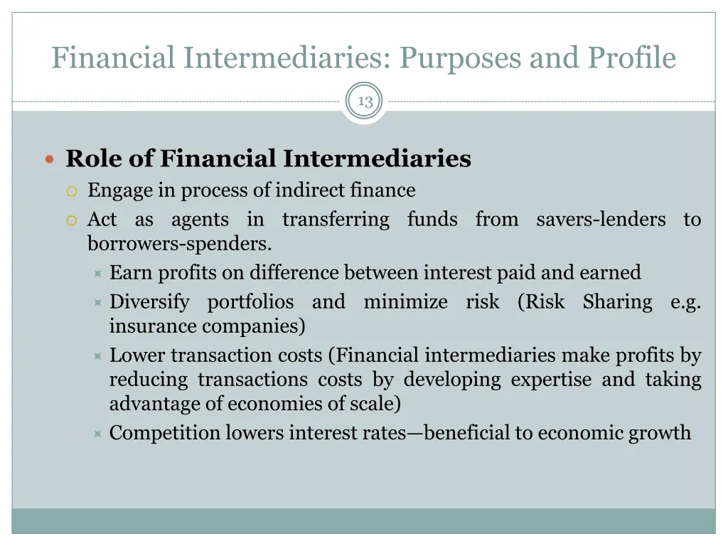 financial intermediaries purposes and profile