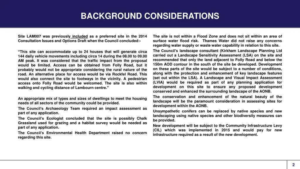 background considerations