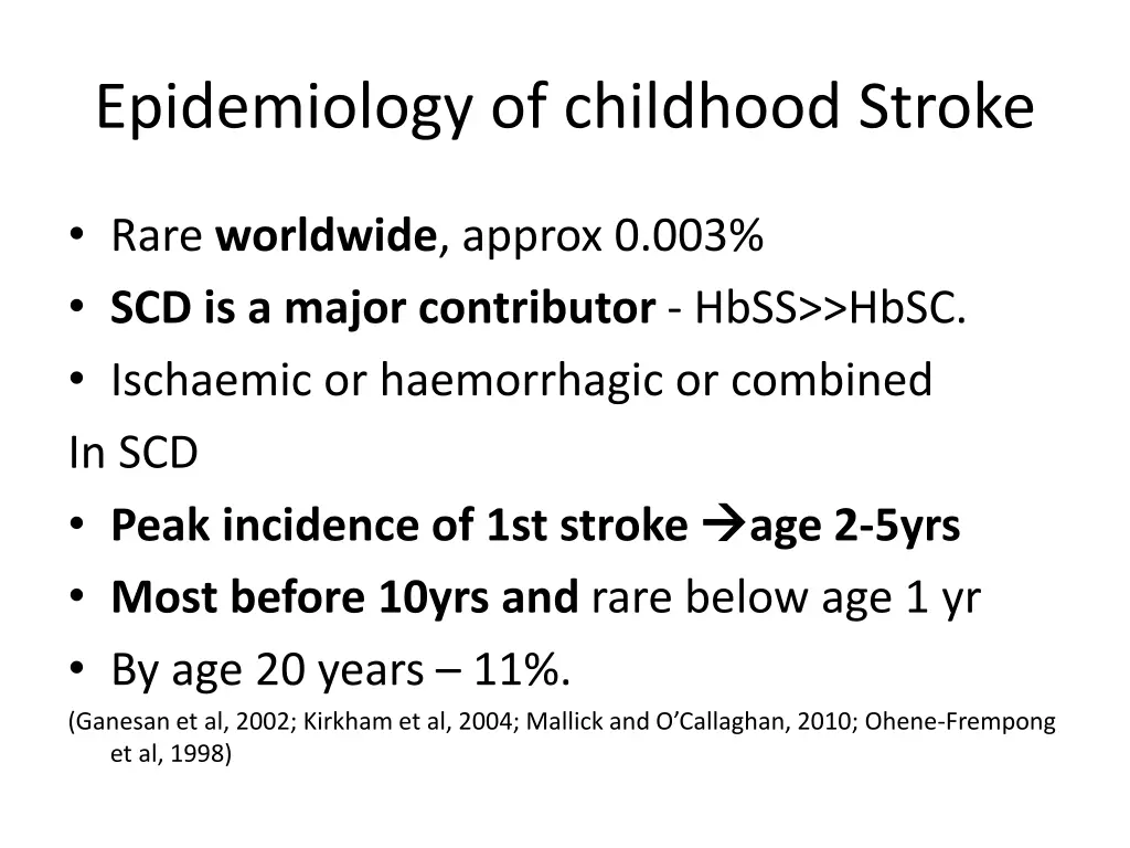 epidemiology of childhood stroke