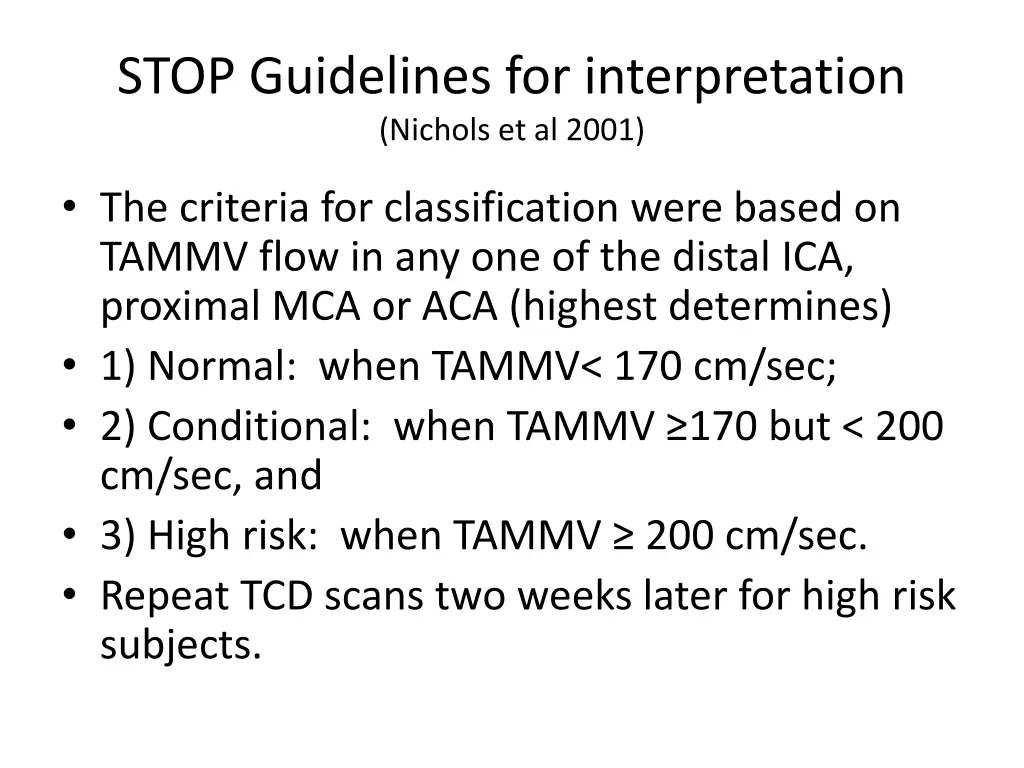 stop guidelines for interpretation nichols