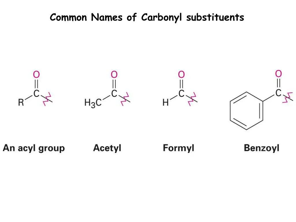 common names of carbonyl substituents