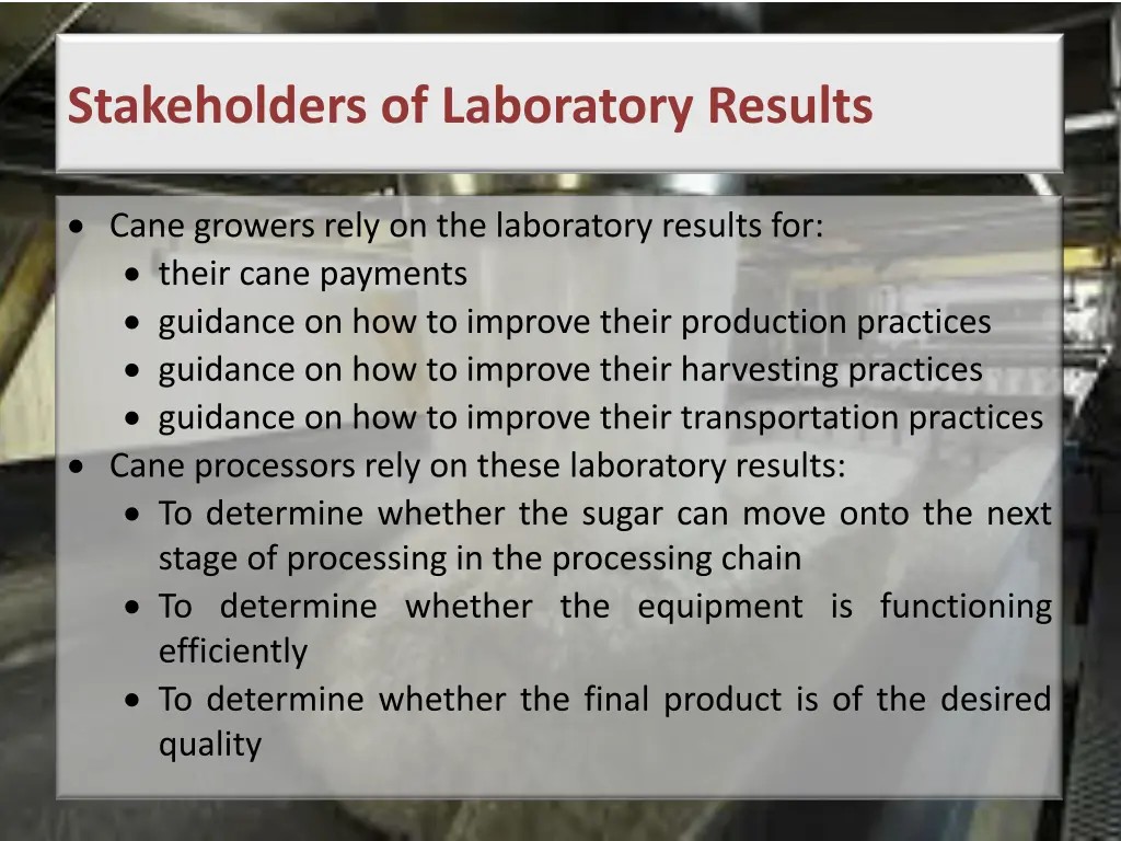 stakeholders of laboratory results