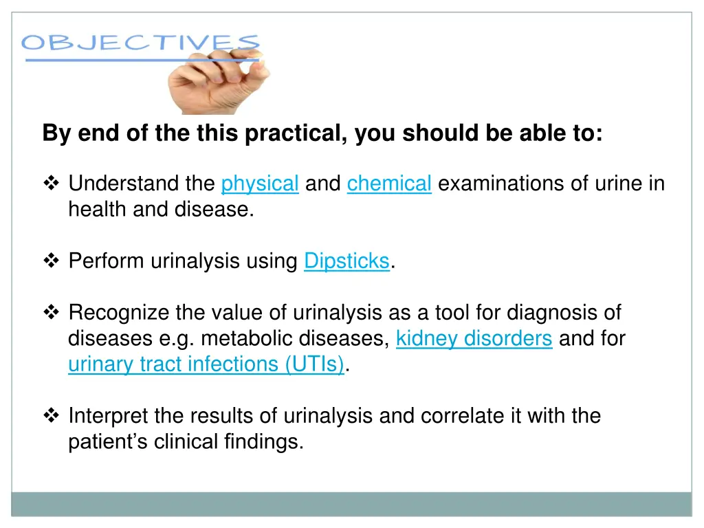 by end of the this practical you should be able to