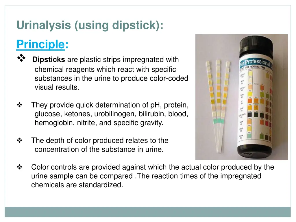 urinalysis using dipstick principle dipsticks