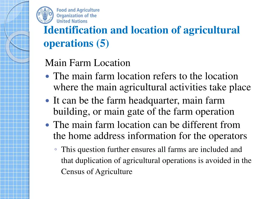 identification and location of agricultural 4