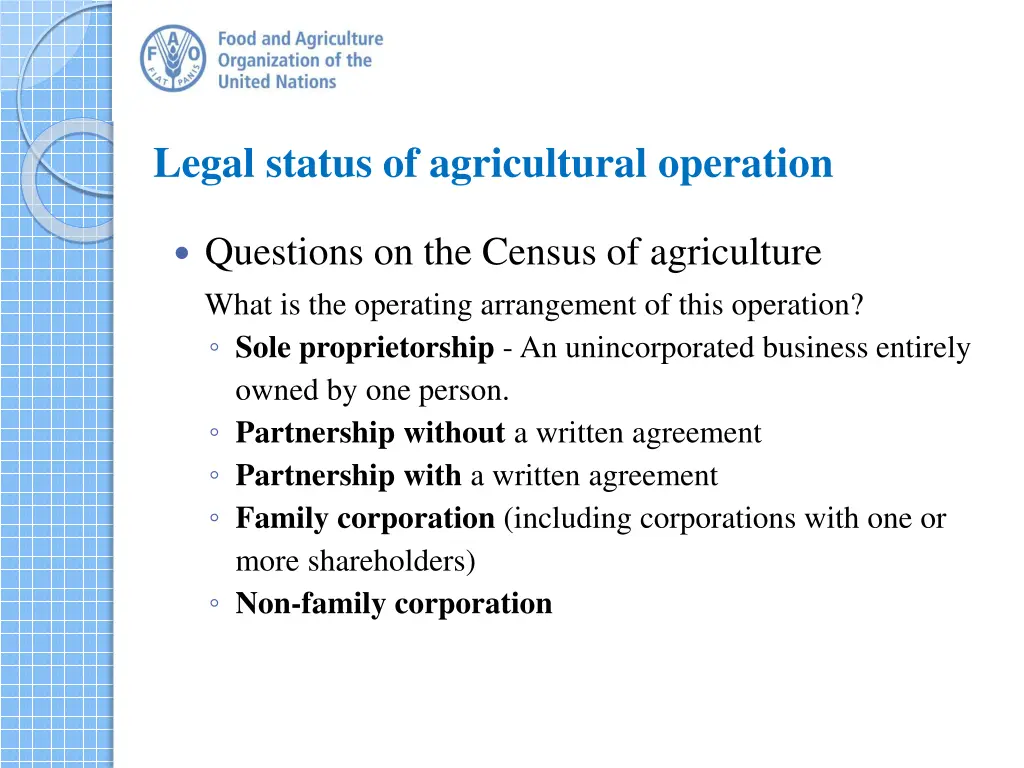 legal status of agricultural operation