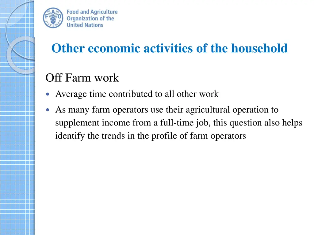 other economic activities of the household