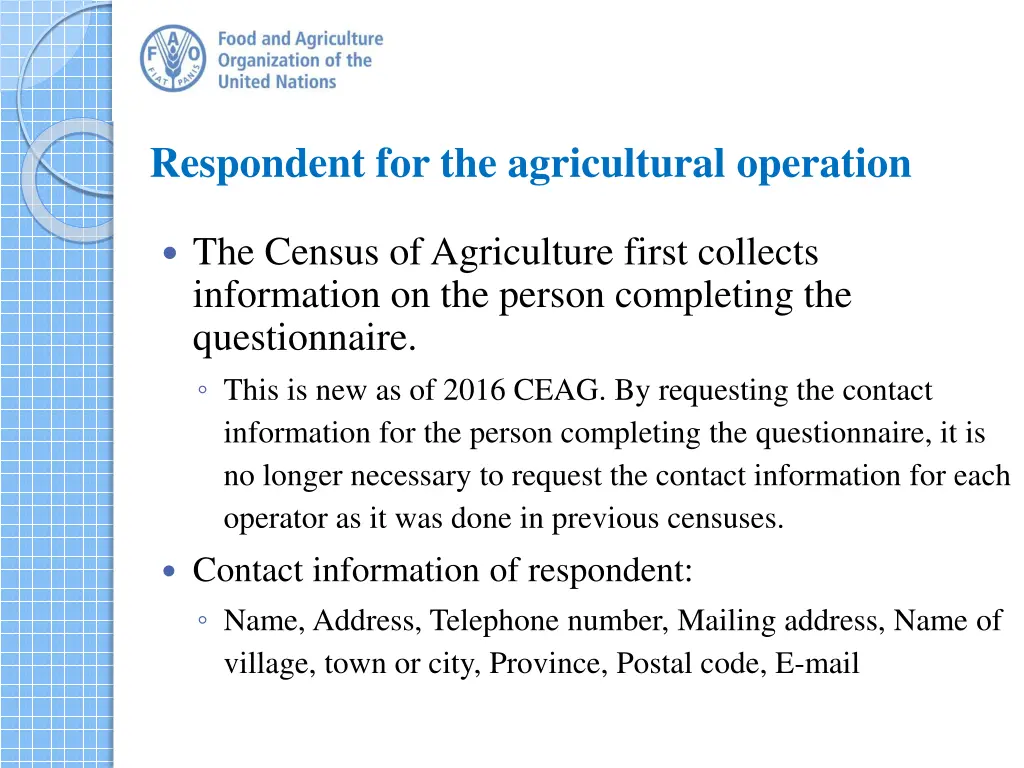 respondent for the agricultural operation