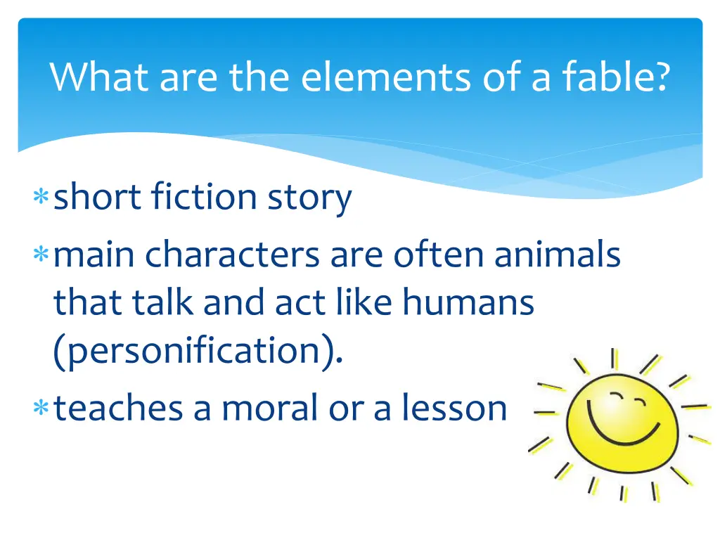 what are the elements of a fable
