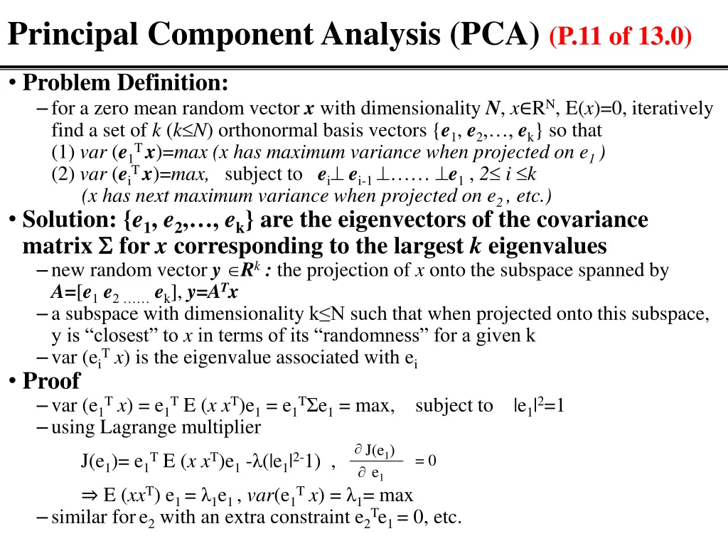 principal component analysis pca p 11 of 13 0