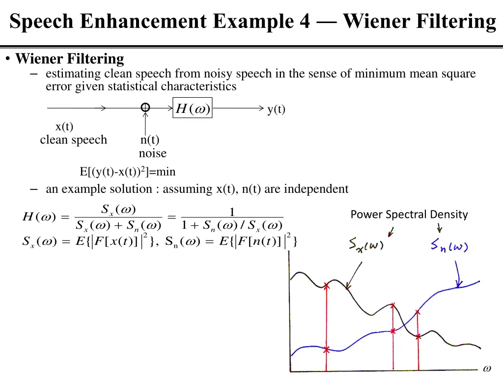 speech enhancement example 4 wiener filtering