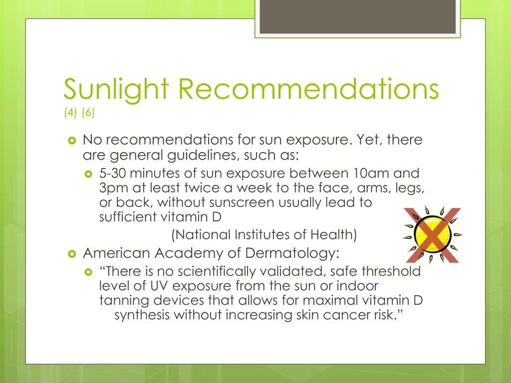 sunlight recommendations 4 6