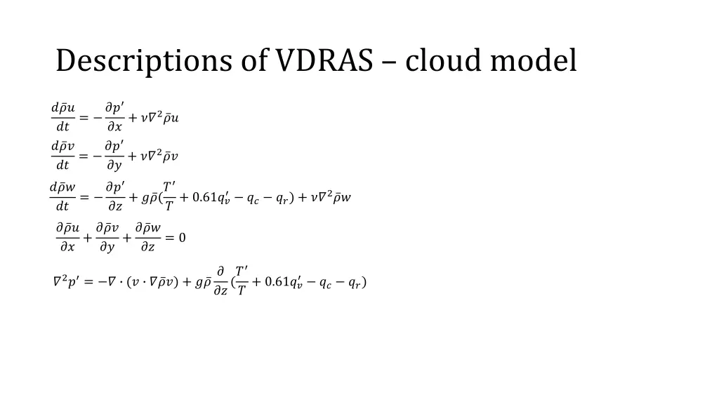 descriptions of vdras cloud model