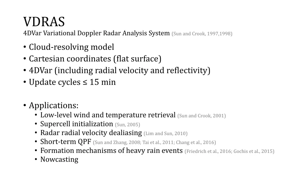 vdras 4dvar variational doppler radar analysis