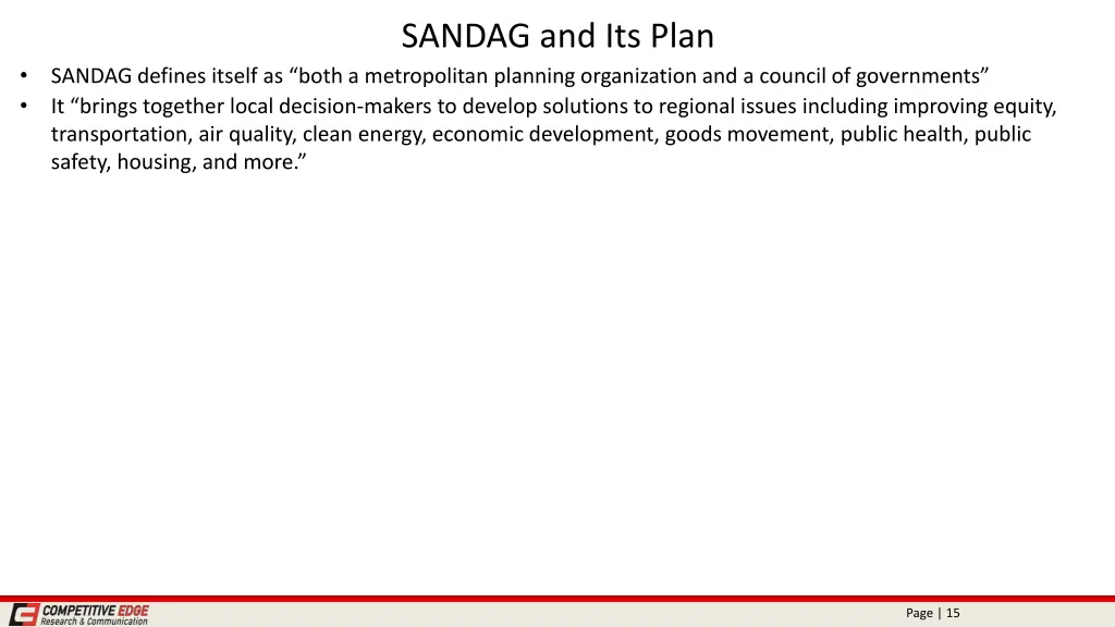 sandag and its plan
