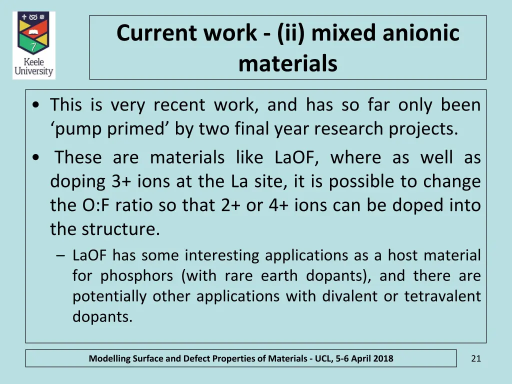 current work ii mixed anionic materials