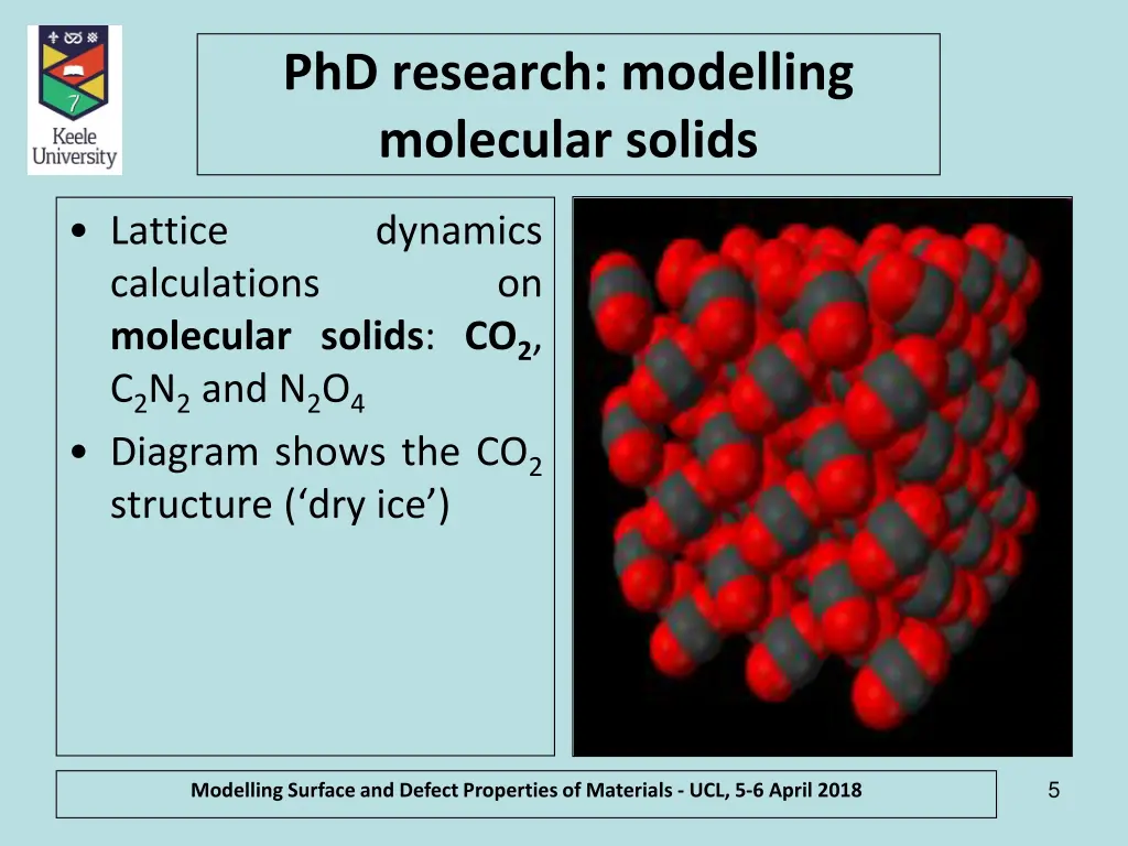 phd research modelling molecular solids