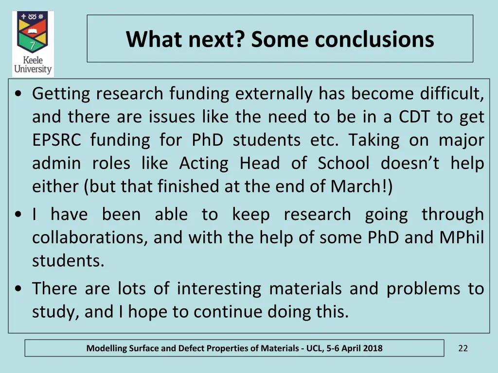 what next some conclusions