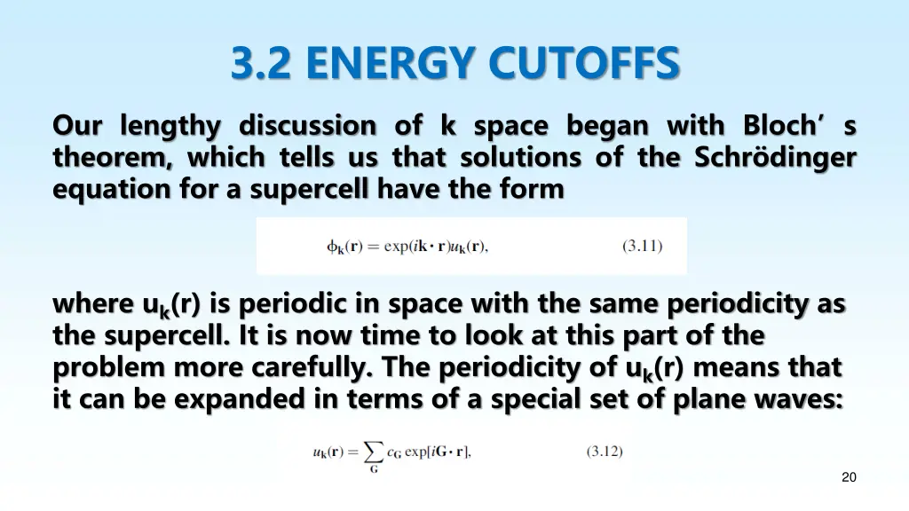 3 2 energy cutoffs