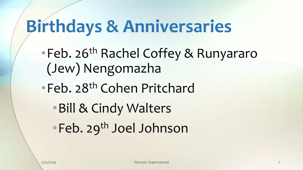 birthdays anniversaries