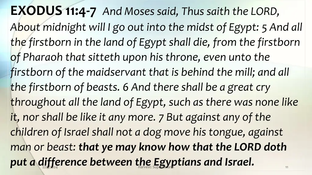 exodus 11 4 7 and moses said thus saith the lord