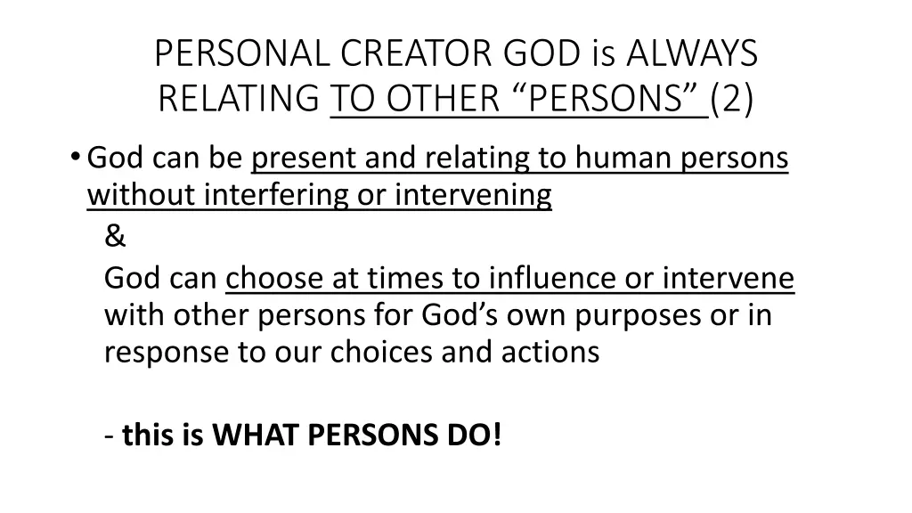 personal creator god is always relating to other