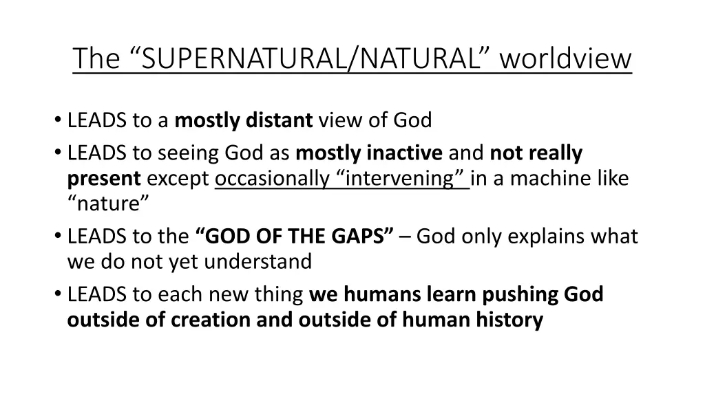 the supernatural natural worldview