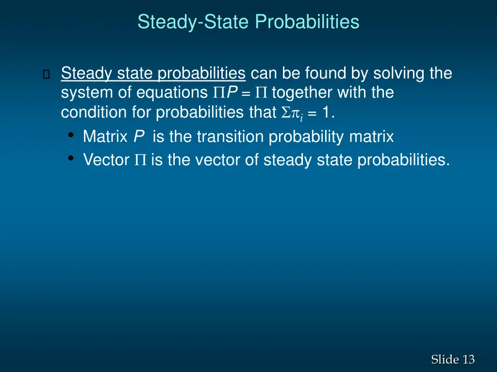steady state probabilities 1