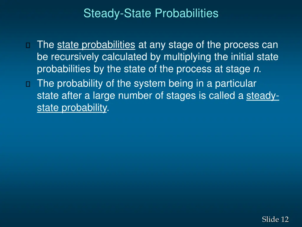 steady state probabilities