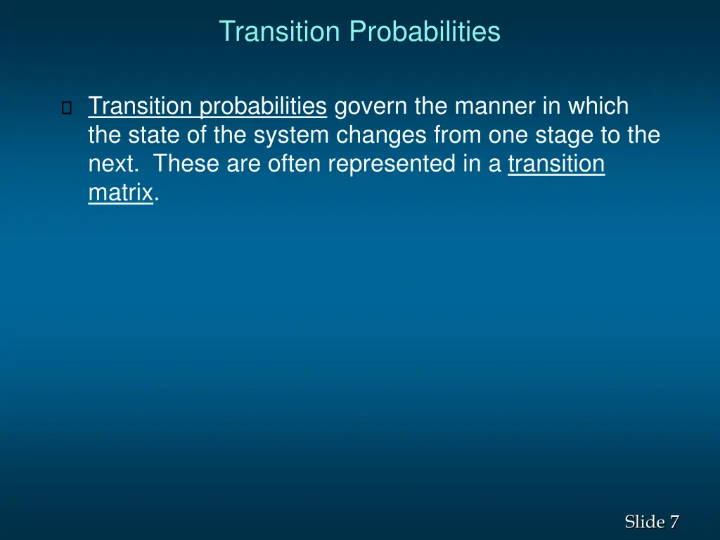 transition probabilities