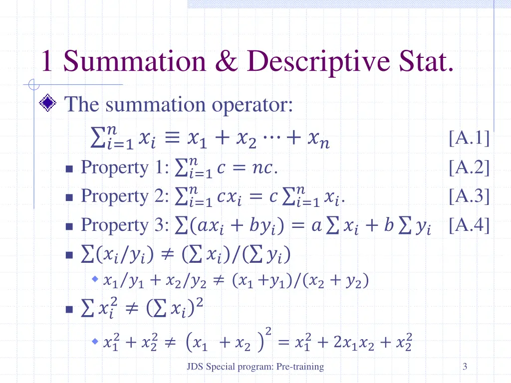 1 summation descriptive stat