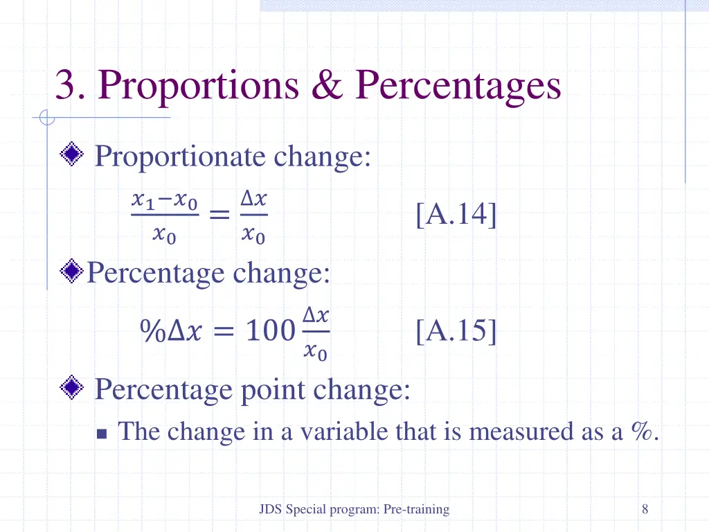 3 proportions percentages