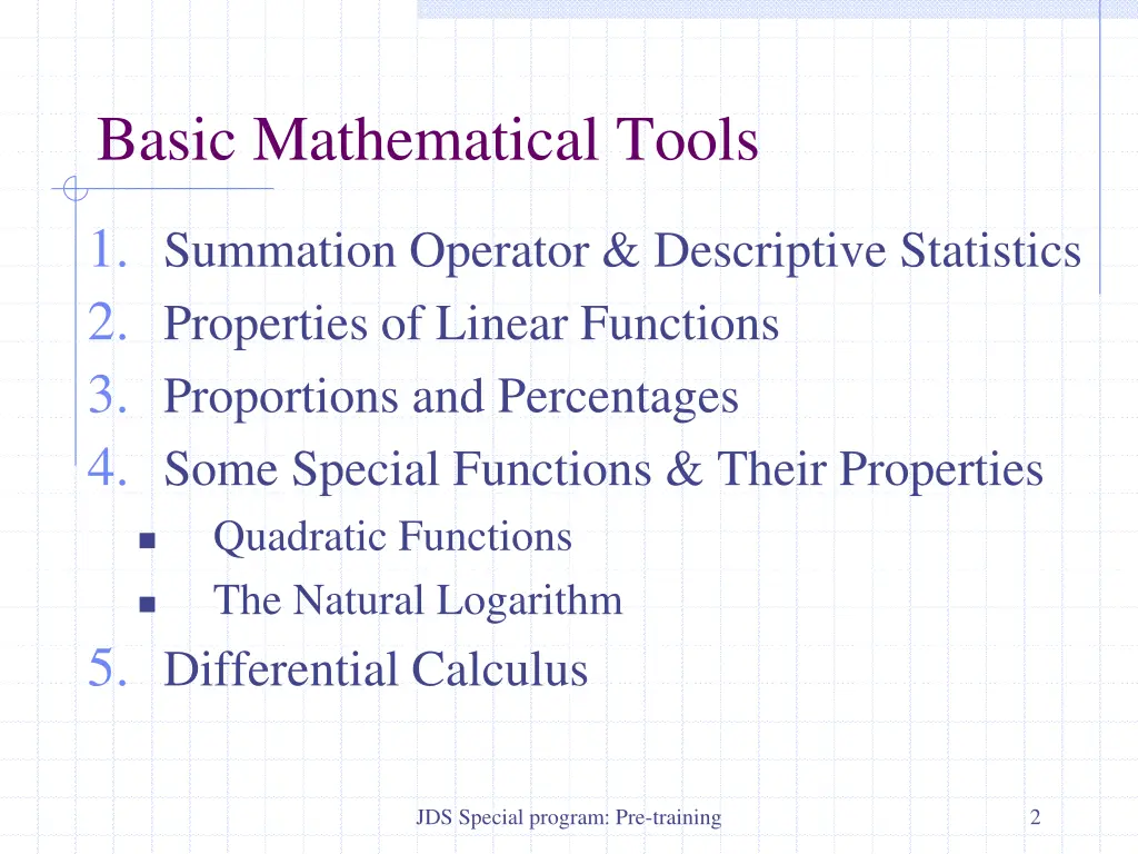 basic mathematical tools 1
