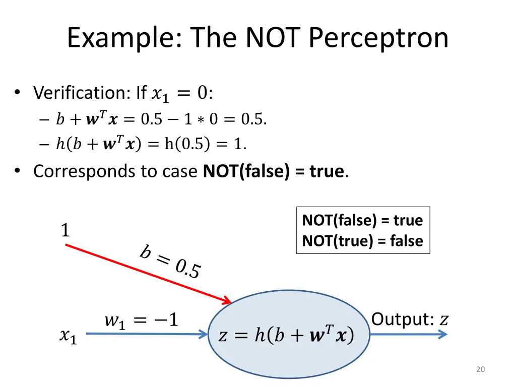 example the not perceptron 1