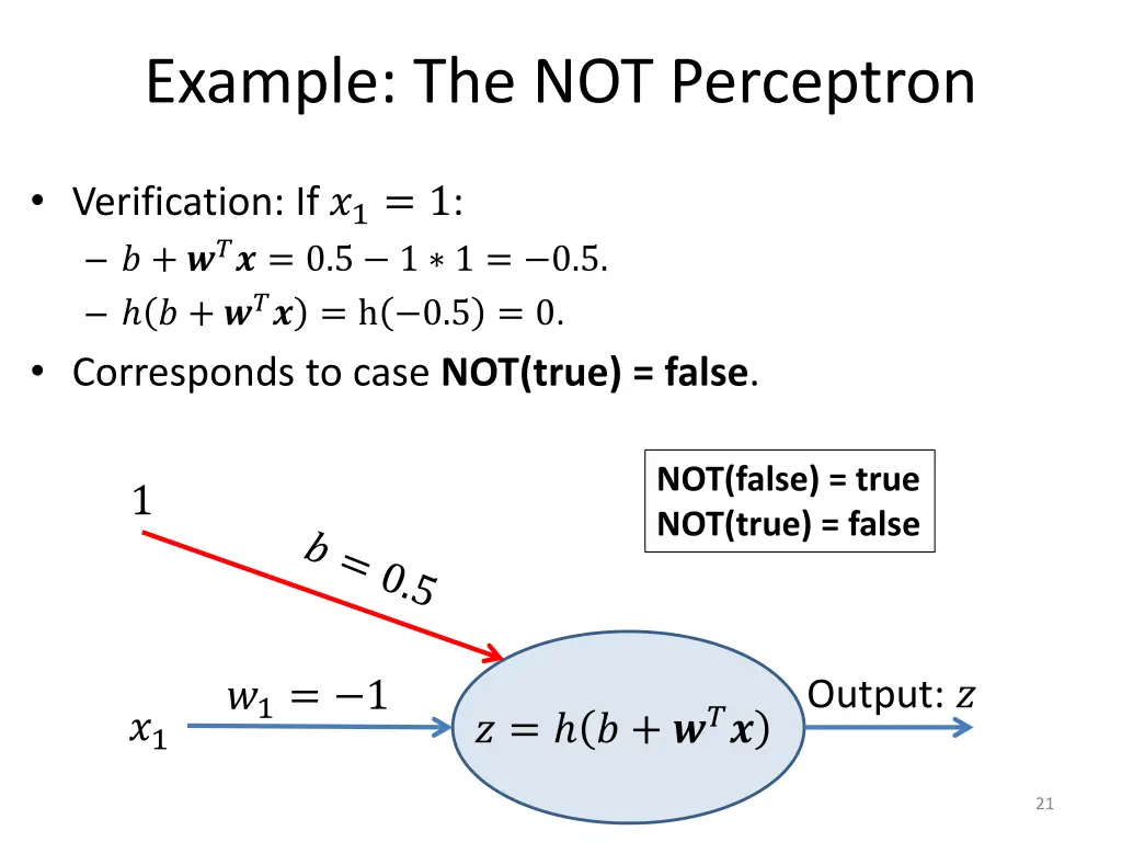 example the not perceptron 2