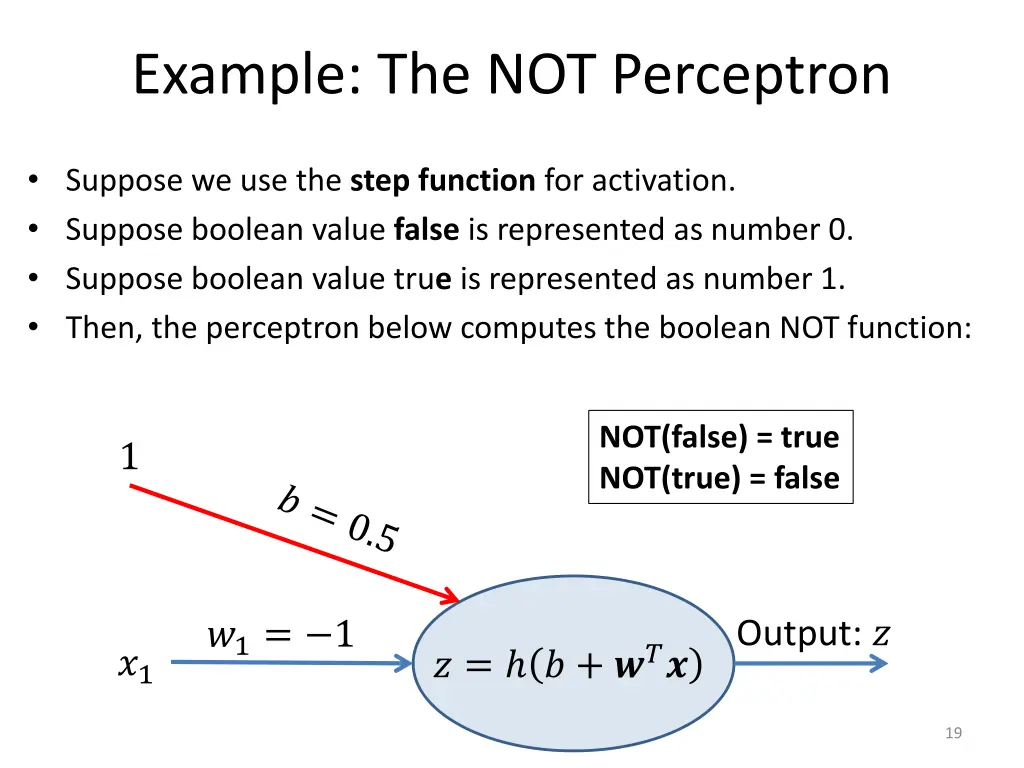 example the not perceptron