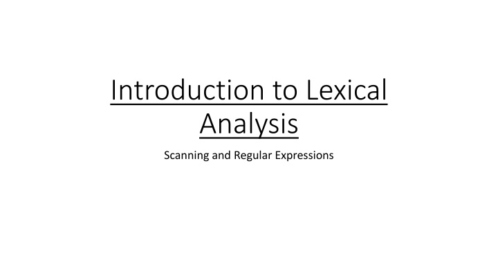 introduction to lexical analysis