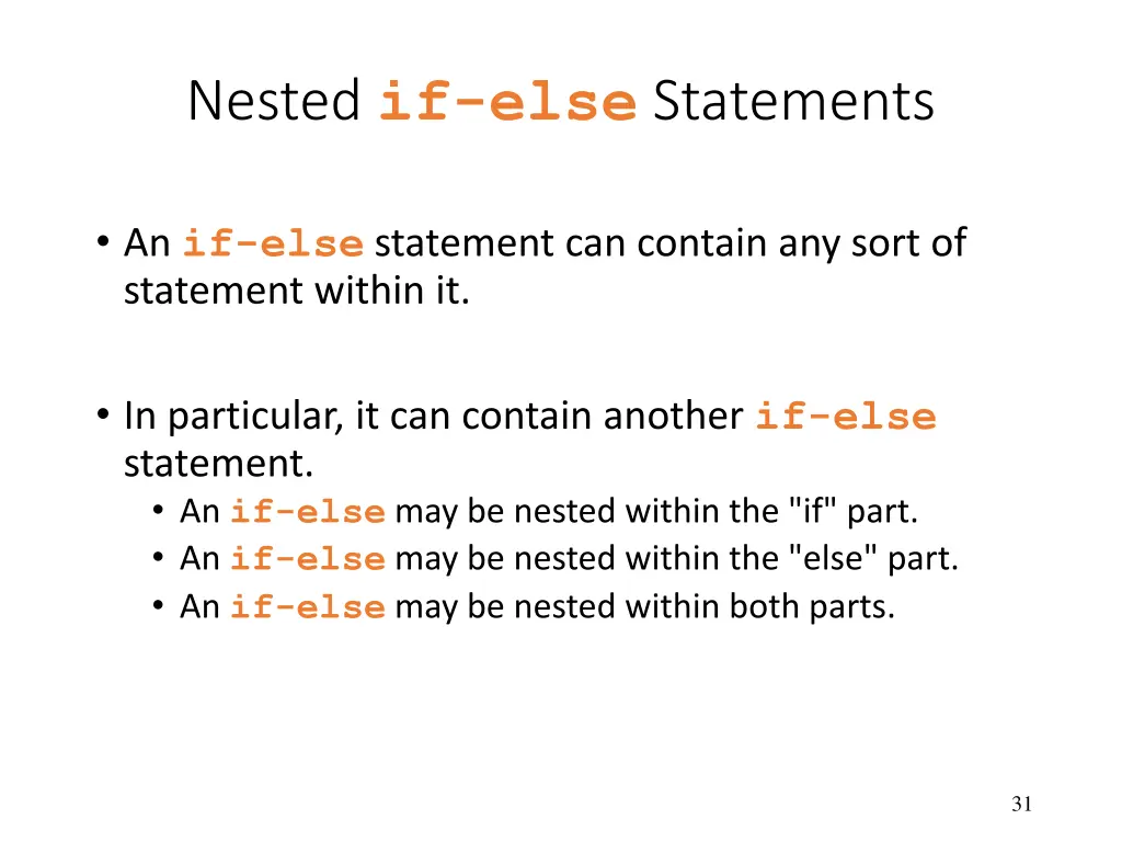 nested if else statements