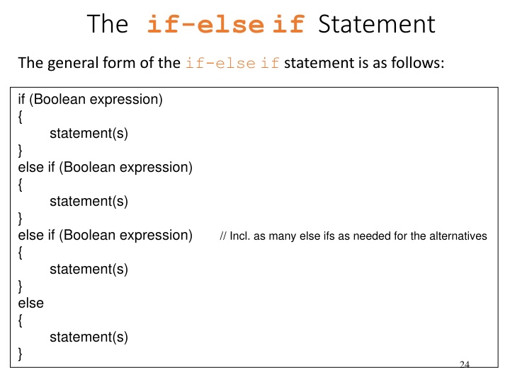 the if else if statement