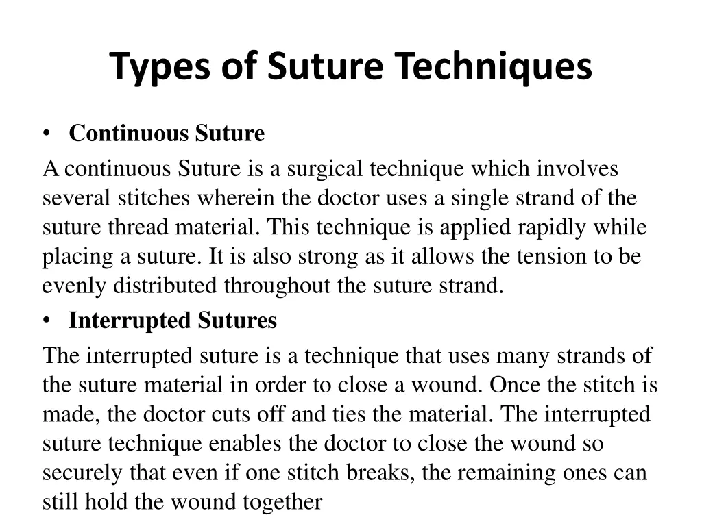 types of suture techniques