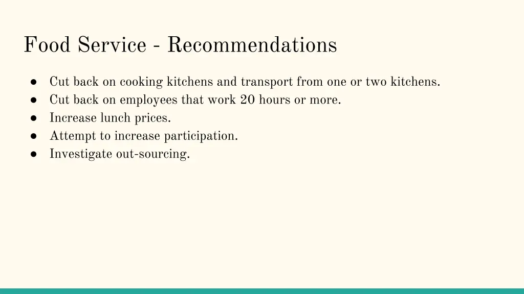 food service recommendations