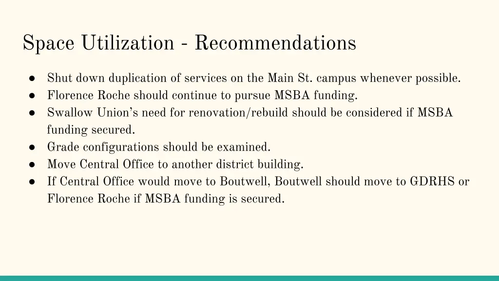 space utilization recommendations