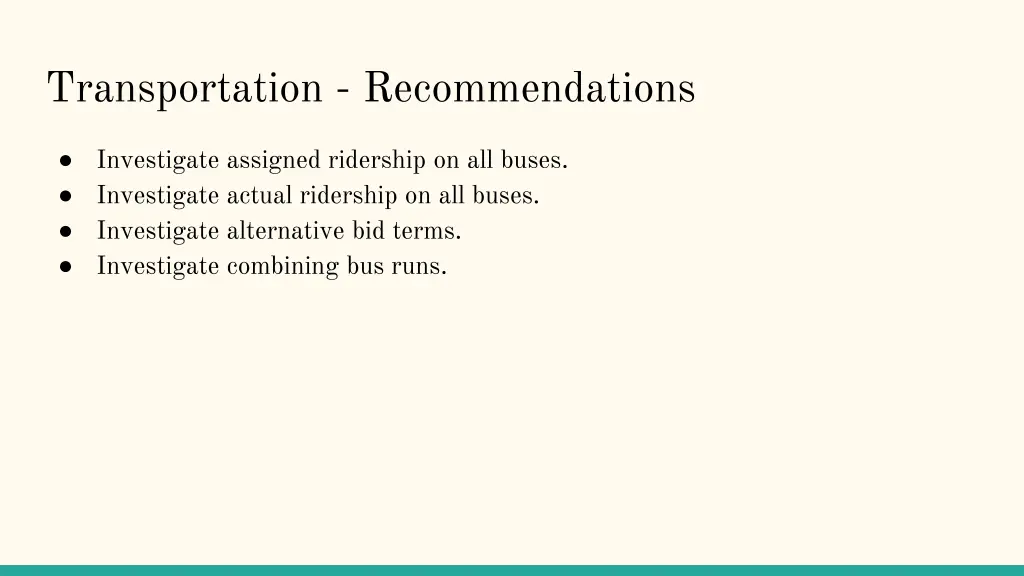 transportation recommendations