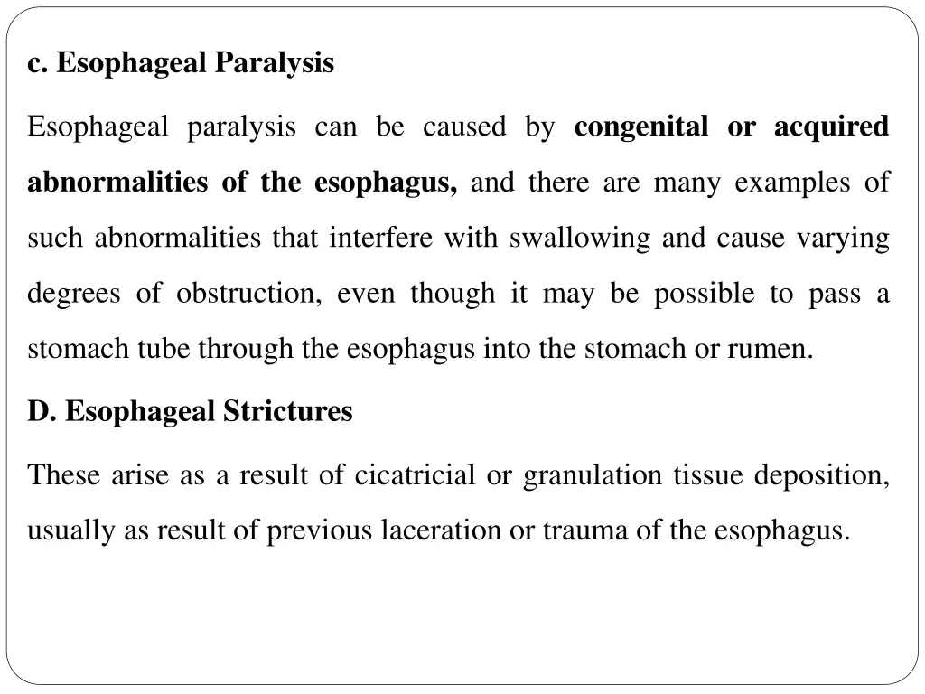 c esophageal paralysis