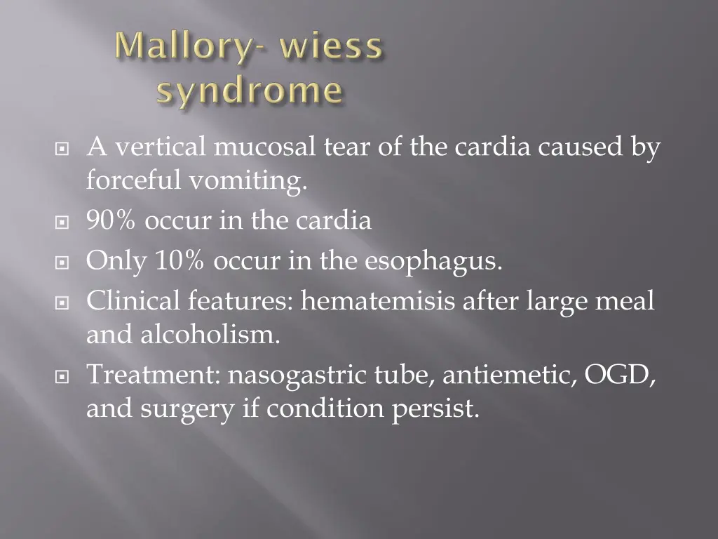 a vertical mucosal tear of the cardia caused