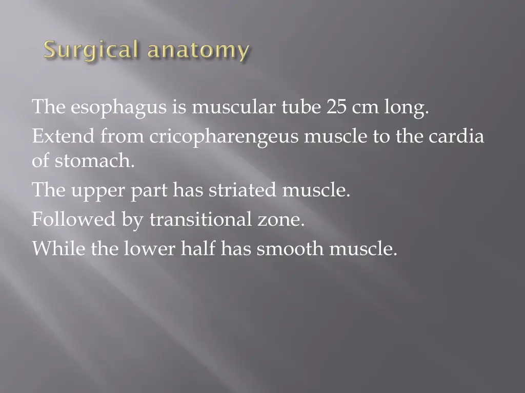 the esophagus is muscular tube 25 cm long extend