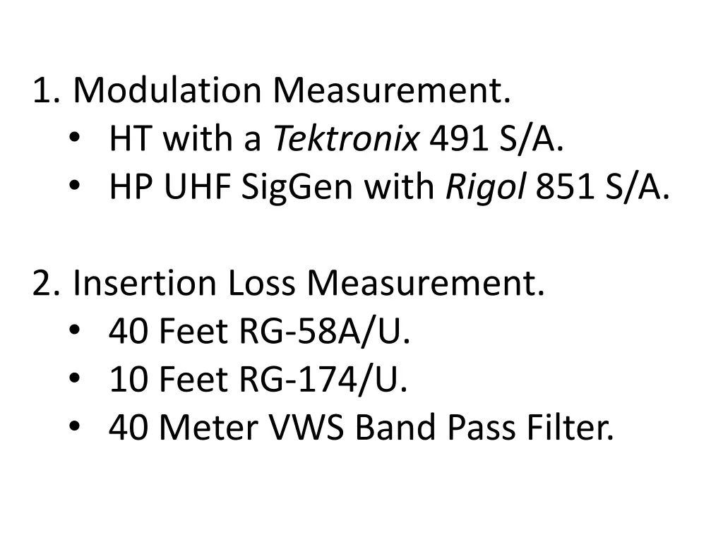 1 modulation measurement ht with a tektronix