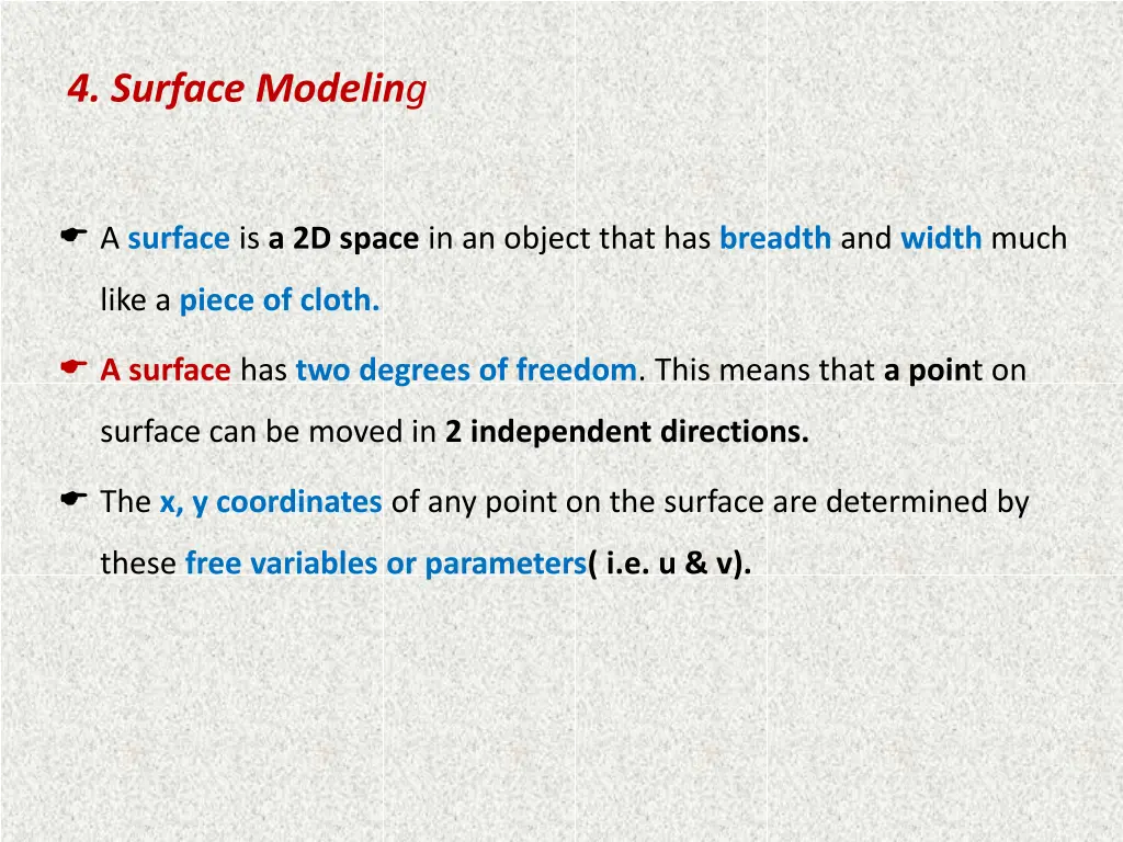 4 surface modelin g